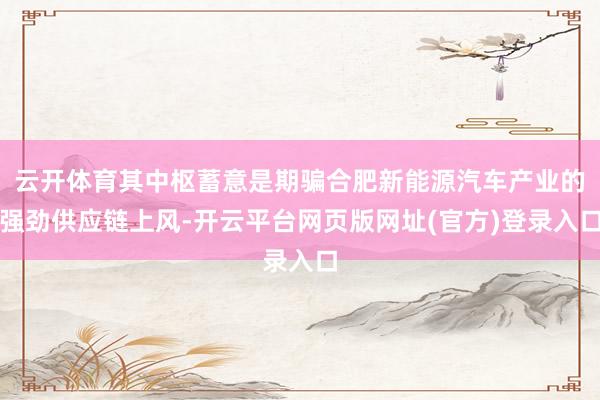 云开体育其中枢蓄意是期骗合肥新能源汽车产业的强劲供应链上风-开云平台网页版网址(官方)登录入口